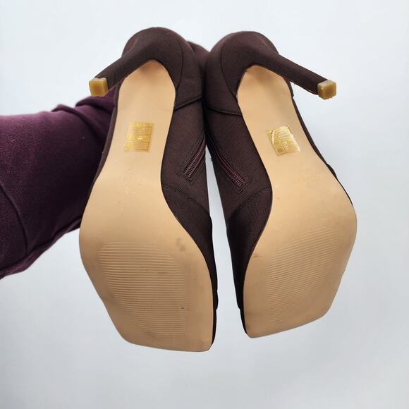 New Simmi Mona Brown Sock‎ Heels Peep Square Toe Size 6 - Picture 8 of 8